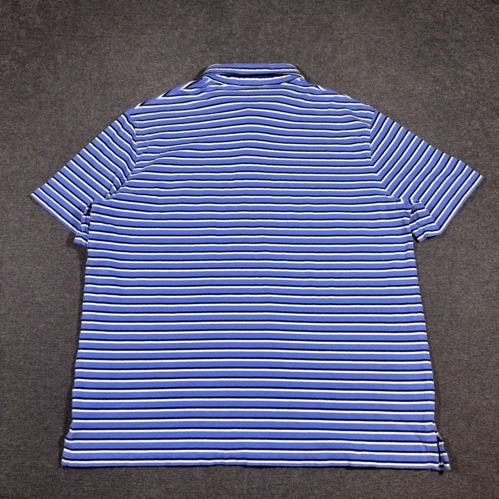 Polo Ralph Lauren Polo Shirt Mens Large Blue Striped Classic Fit Pocket SS